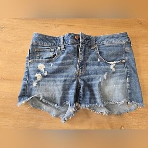 American Eagle Outfitters Distressed Blue Denim Cutoff Shorts